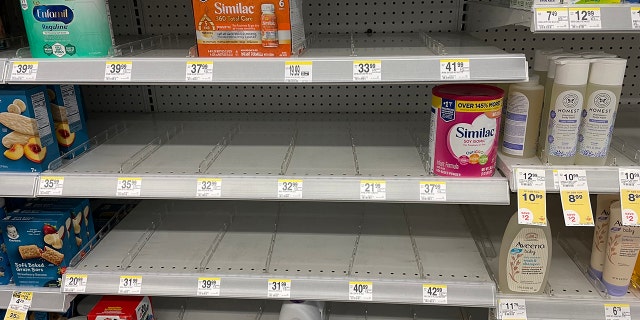 These store shelves are nearly empty due to the baby formula shortage in this country this year.