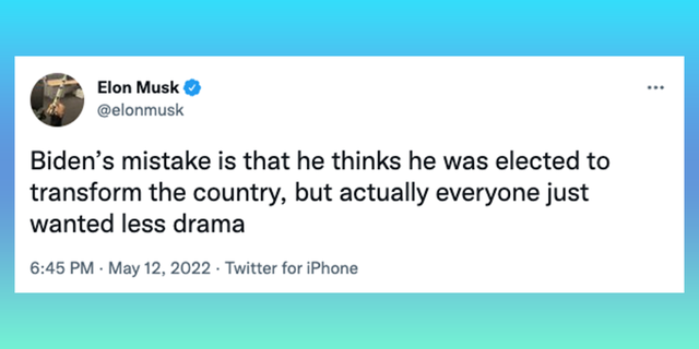 Илон Мъск дава брутална оценка за президентството на Байдън в Twitter.