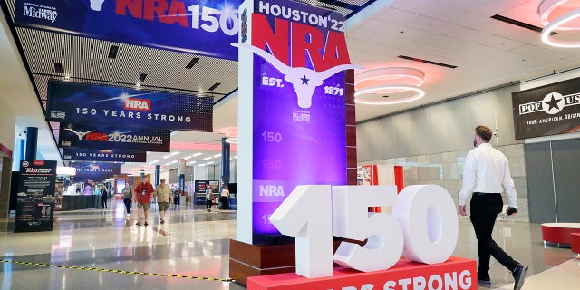 NRA 150th anniversasry sign in lobby