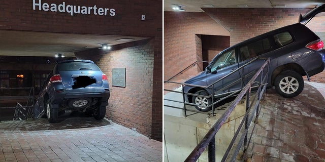 A 26-year-old suspected drunken driver who crashed into a police station in Portland, Maine, over the weekend told officers that she was just following her GPS, authorities said.