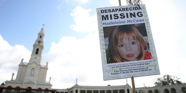 A picture of missing British girl Madeleine McCann, who disapeared from the Praia da Luz beach resort in the Algarve, is displayed at Our Lady of Fatima shrine Sunday, May 13 2007, in Fatima
