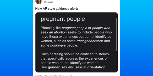 Associated Press Style Guide Adds Phrase “Pregnant People” 2 AP journalist tweets about new AP style guide update concerning