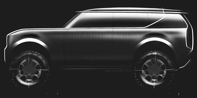 A concept sketch for the new Scout SUV incorporates several of the original's styling elements.