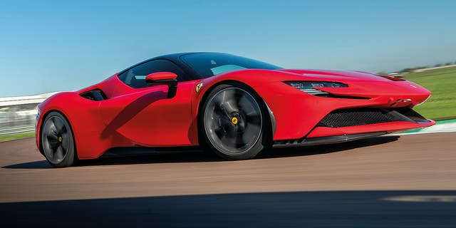 The Ferrari SF90 Stradale is a 986 hp hybrid with a V8 gasoline engine.