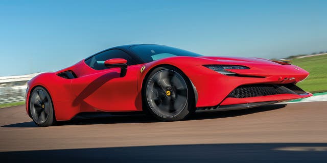 The Ferrari SF90 Stradale is a 986 hp hybrid with a V8 gasoline engine.