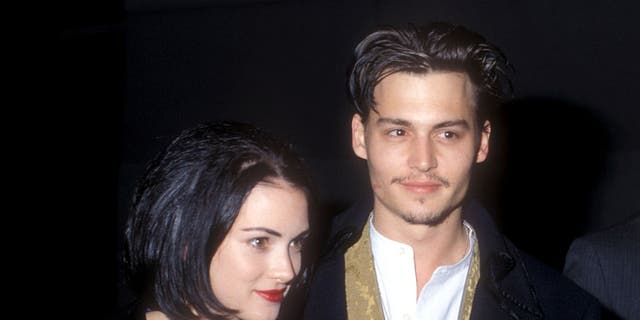 Winona Ryder and Johnny Depp at the movie premiere of "Edward Scissorhands" in Los Angeles.