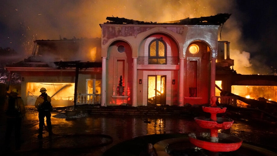 Firefighters battle a California fire