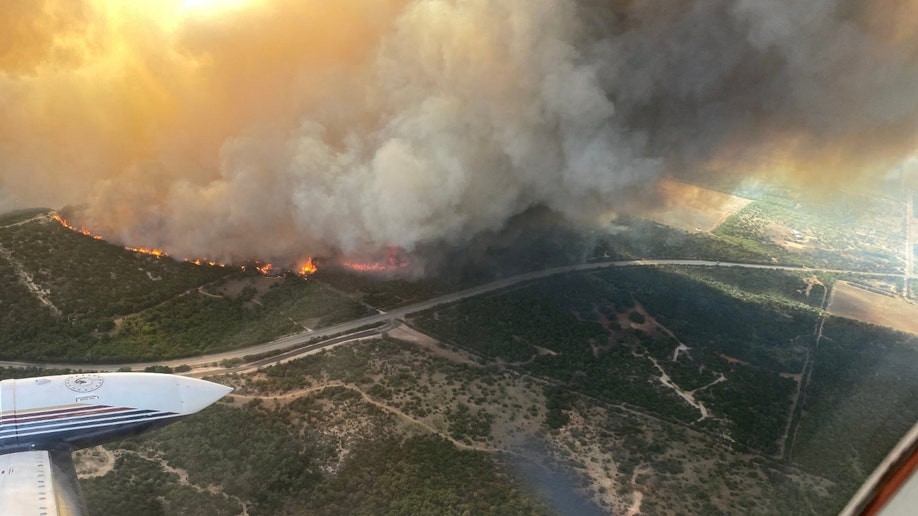 An aerial view of the Mesquite Heat Fire in Texas
