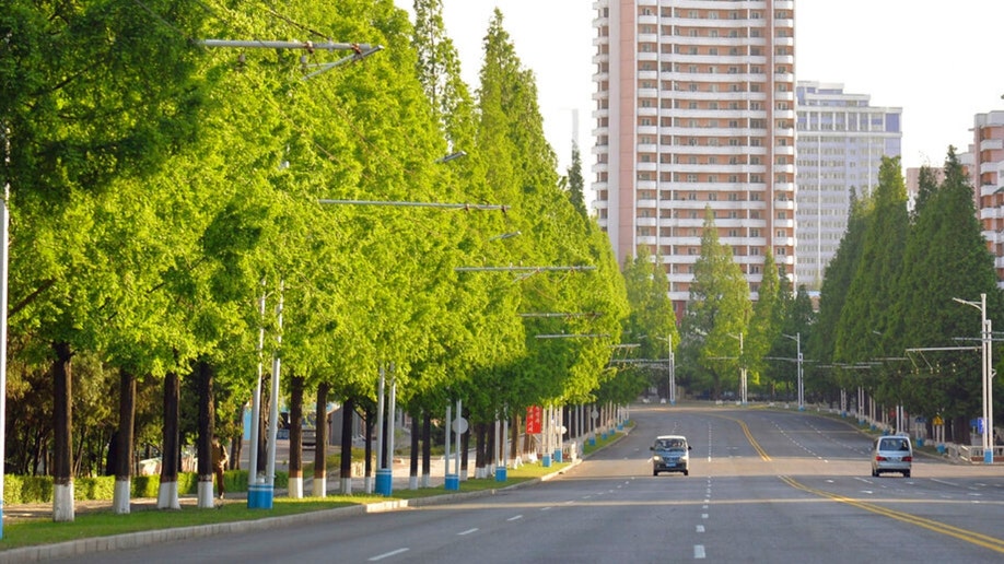 A deserted street in Pyongyang