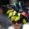 Multicolored feather hat at Kentucky Derby