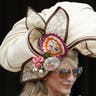 Cream-colored hat with floral embellishments