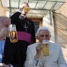 Pope Benedict drinking beer
