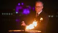 Australian Prime Minister Anthony Albanese lights the beacon for Queen Elizabeth II Platinum Jubilee celebrations in Canberra, Australia, Thursday, June 2, 2022.