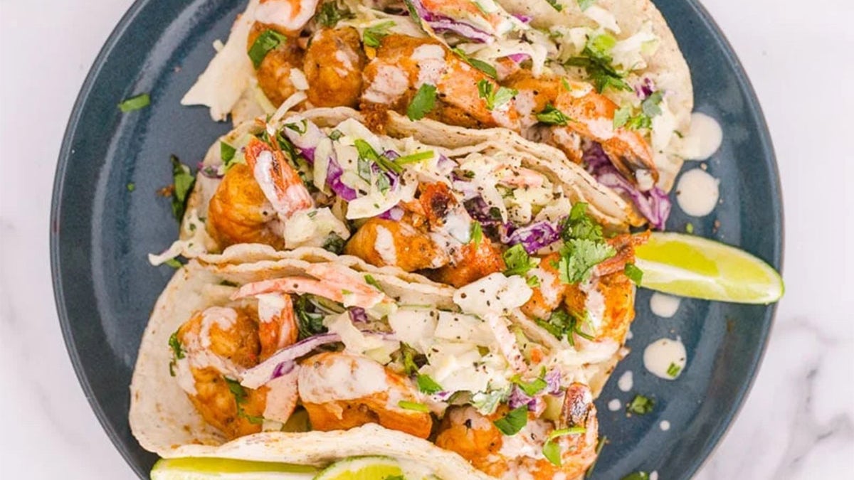 shrimp tacos on a plate