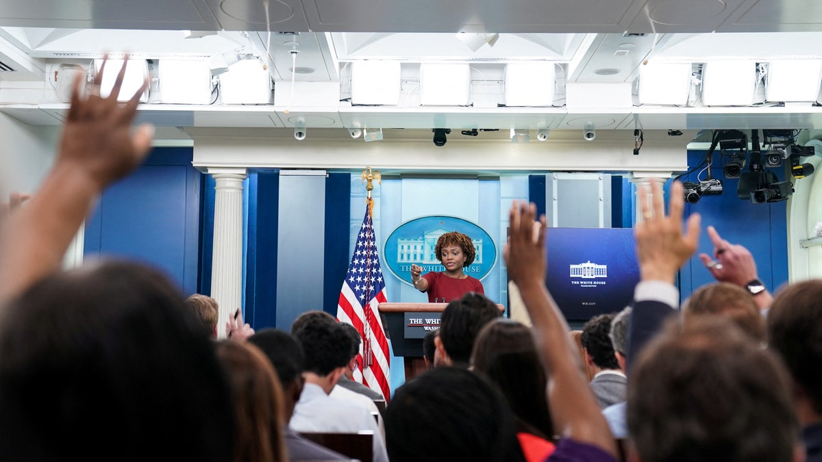 U.S. White House press secretary Karine Jean-Pierre speaks during a daily press briefing at the White House in Washington, U.S., June 15, 2022. 