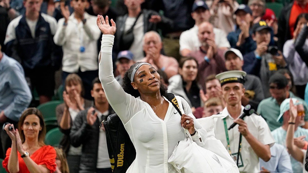Serena Williams waves goodbye to Centre Court crowd