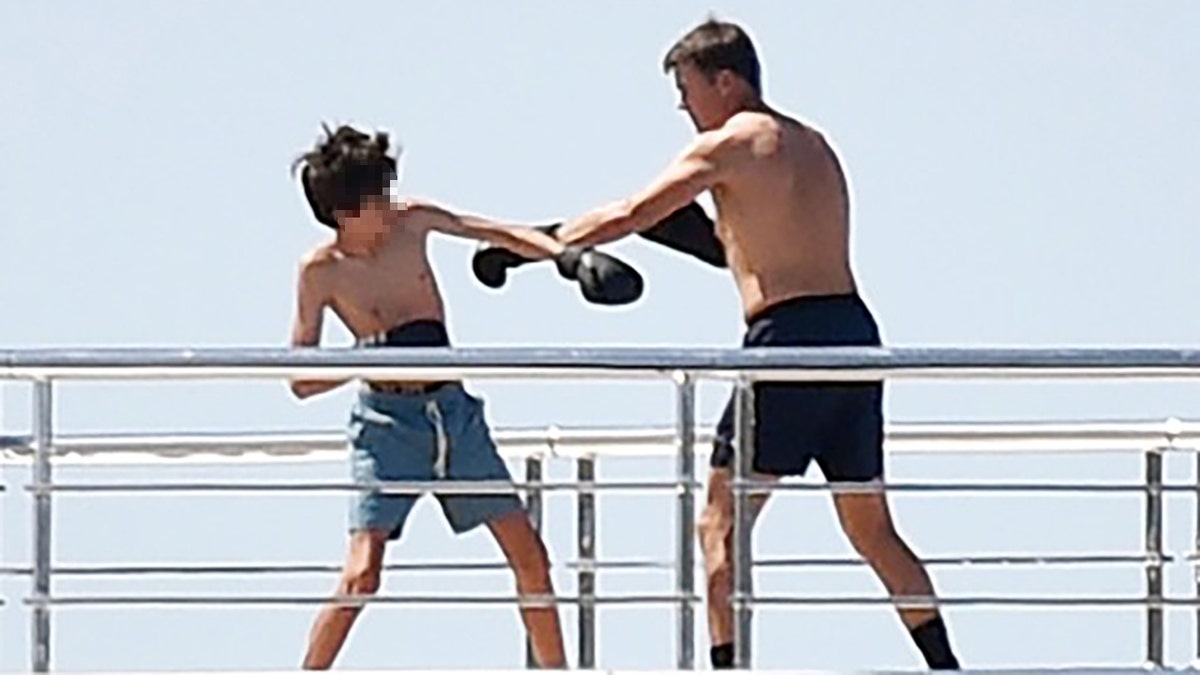 Brady boxing with son