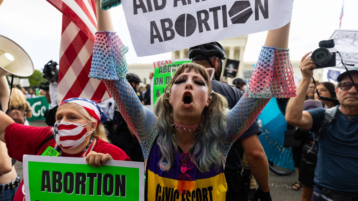 Abortion rights protesters outside US Supreme Court 