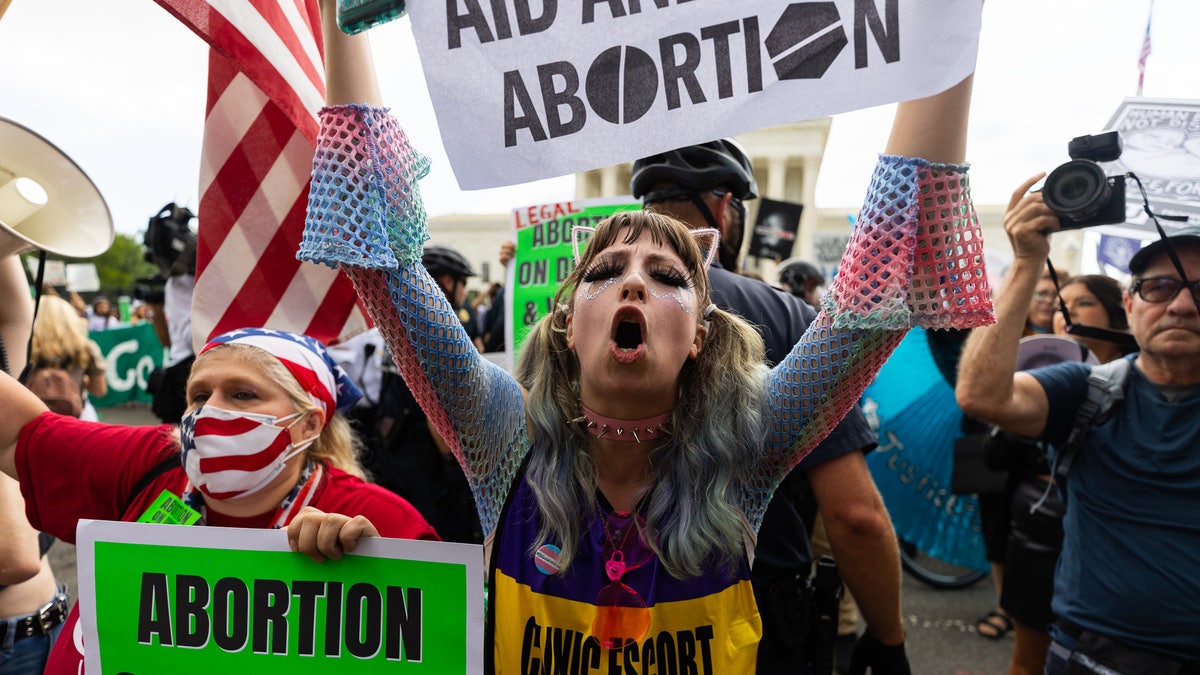 Supreme Court abortion protesters are seen after Roe v. Wade was overturned