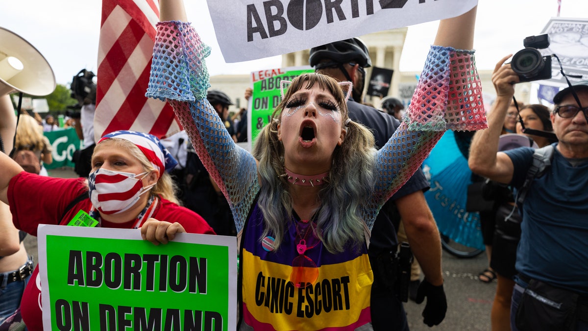 Supreme Court abortion protesters are seen after Roe v. Wade was overturned