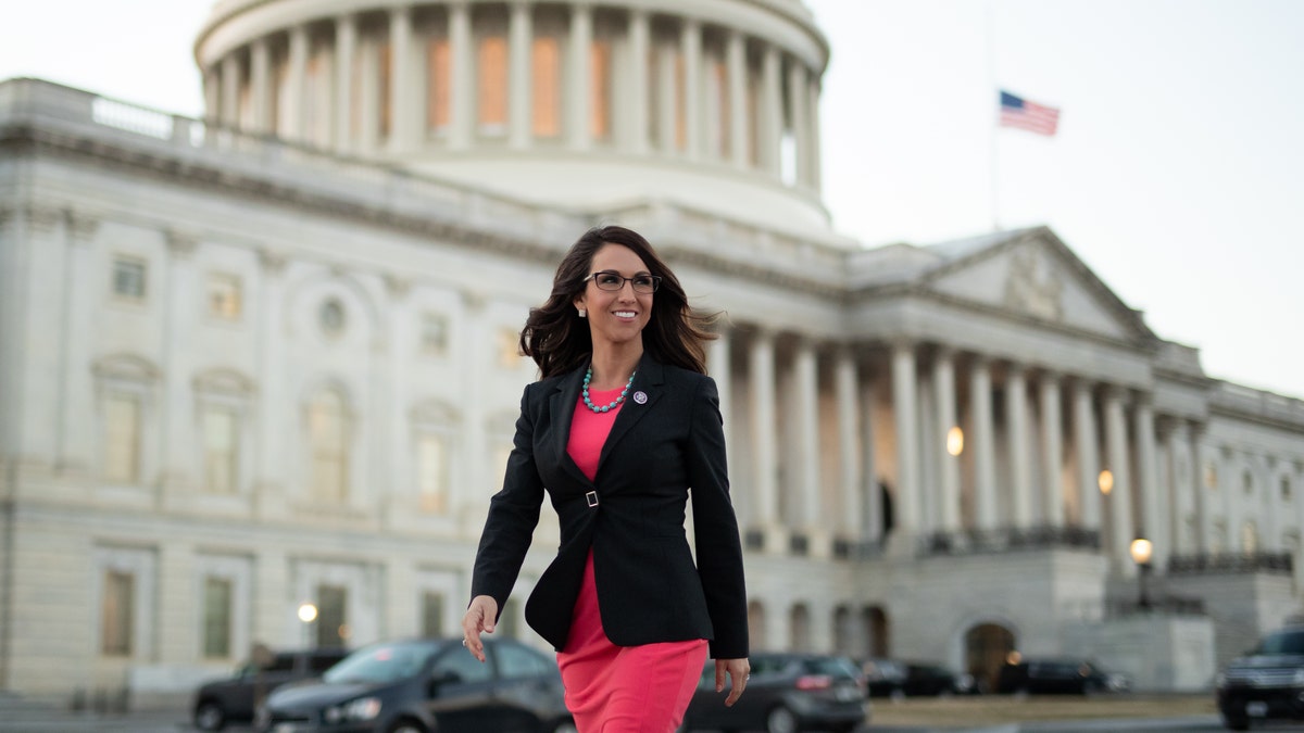 Rep. Lauren Boebert walks away from the US Capitol.