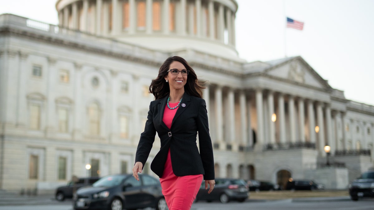 Rep. Lauren Boebert walks away from the US Capitol.