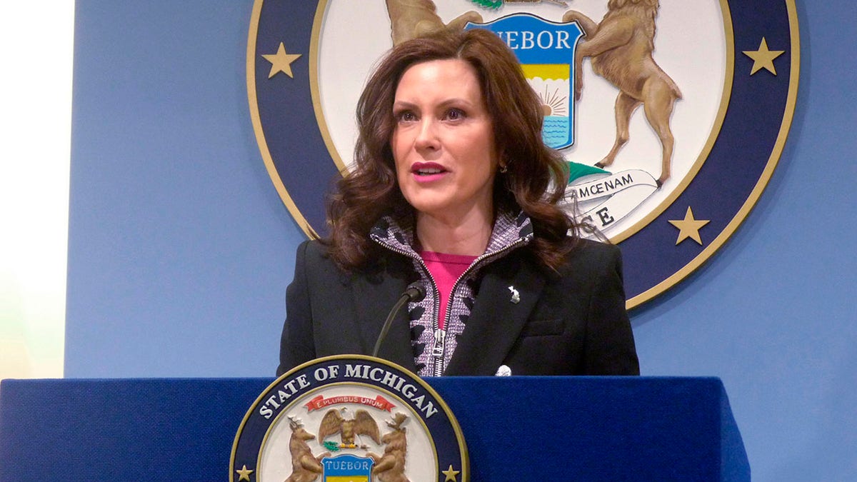 Michigan Democrat Gov. Whitmer at podium