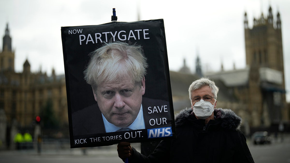 Boris Johnson protest sign