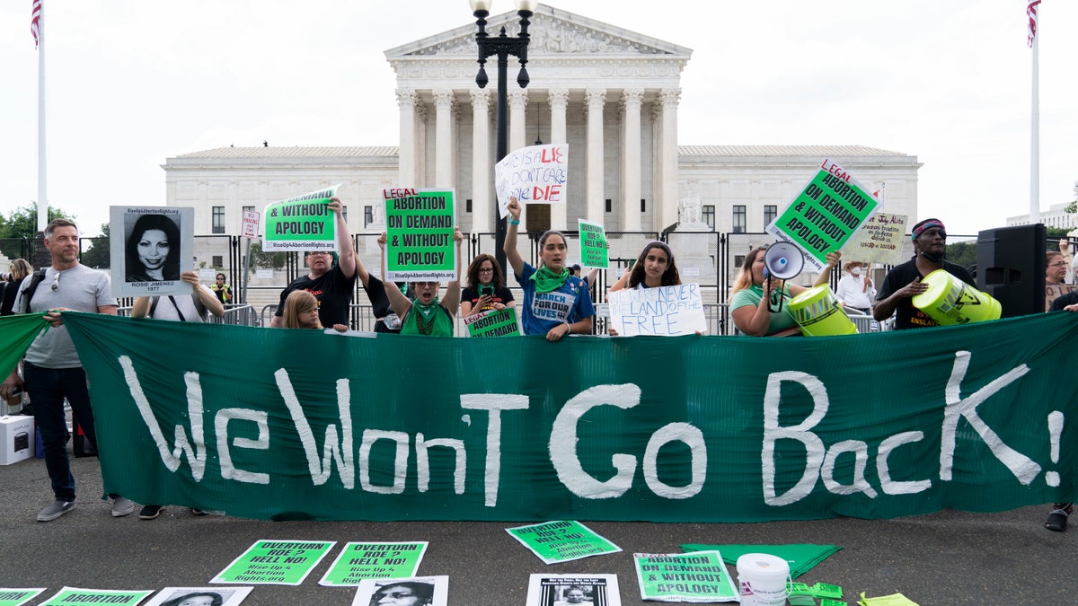 Supreme Court abortion protesters are seen after Roe v. Wade was overturned