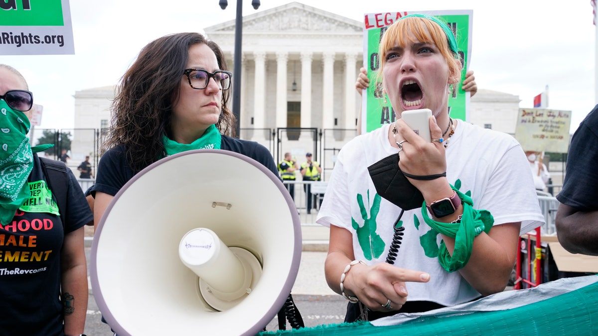 Supreme Court abortion protesters are seen after Roe v. Wade was overturned