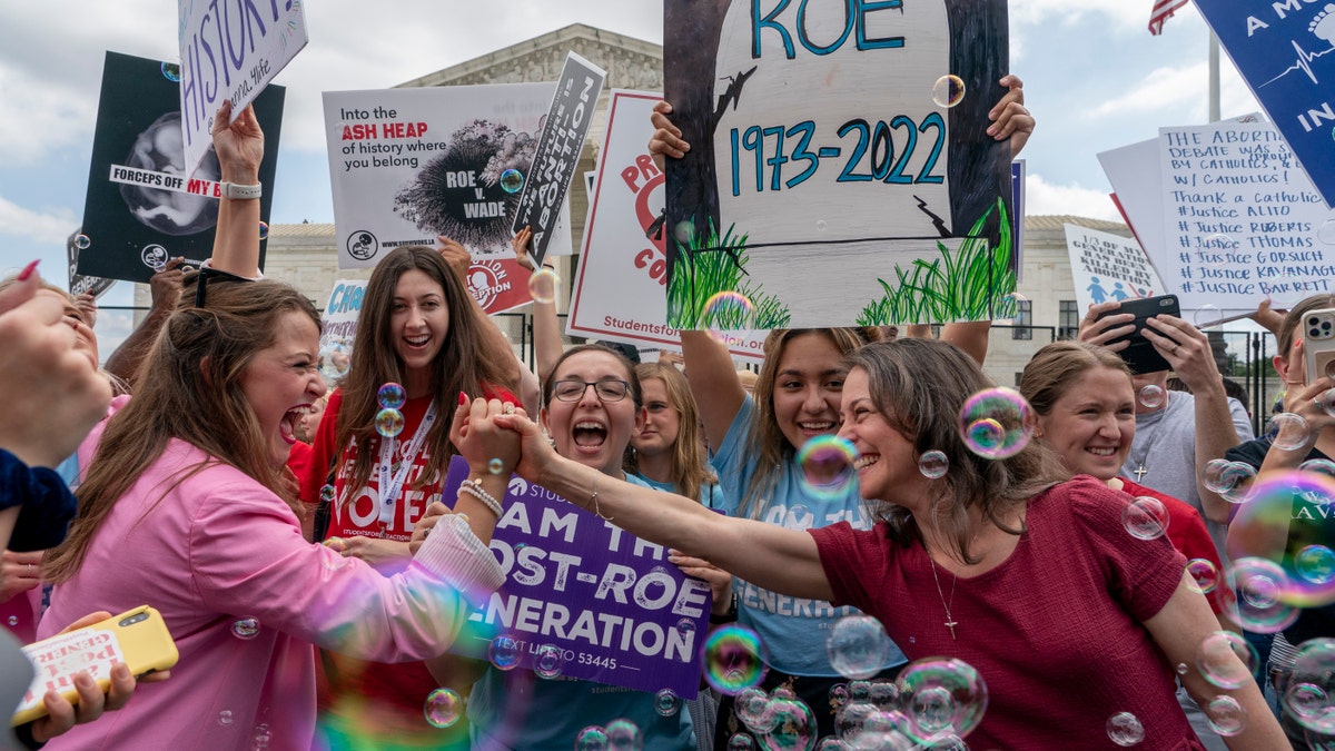 Supreme Court abortion protesters are seen after Roe v. Wade was overturned