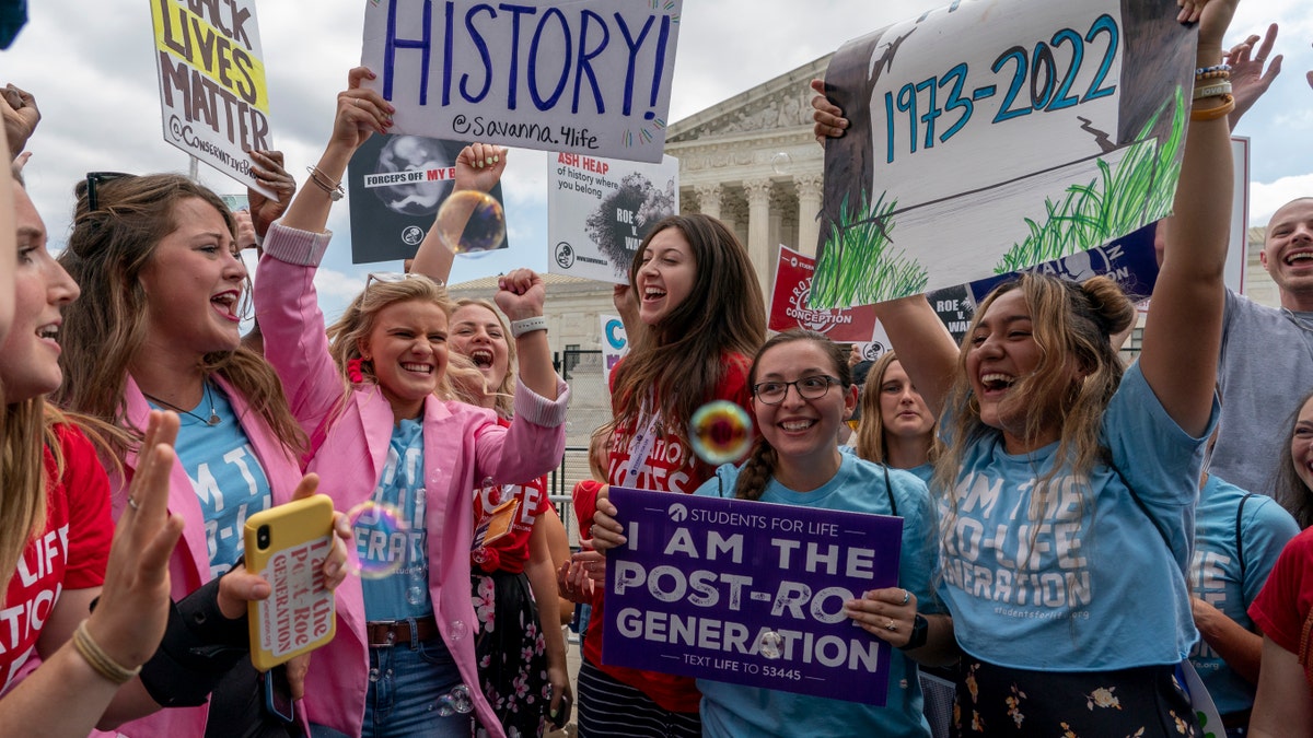 Supreme Court abortion protesters are seen after Roe v. Wade was overturned