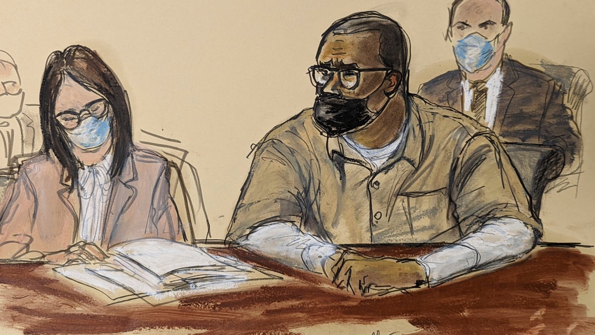 R Kelly and his attorney courtroom sketch