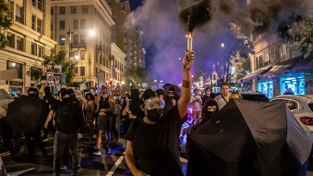 Protesters react to the Supreme Court abortion Roe v. Wade decision in Washington DC