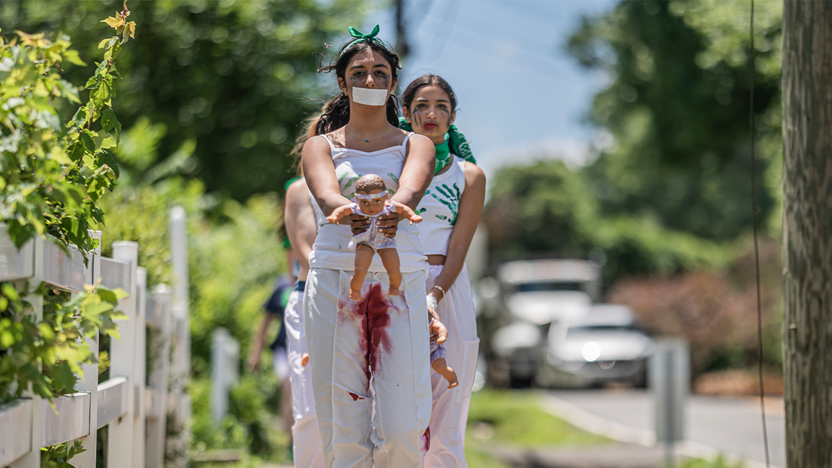 Abortion protesters outside Justice Amy Coney Barrett's home