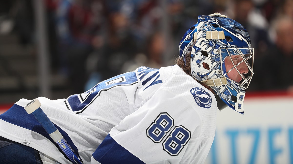 Andrei Vasilevskiy tends the goal