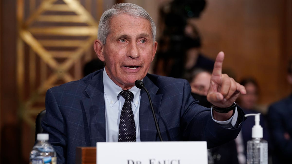 Dr. Anthony Fauci pointing while he speaks