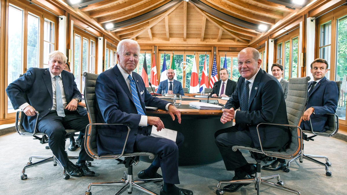 Biden seated with G7 leaders in Elmau, Germany