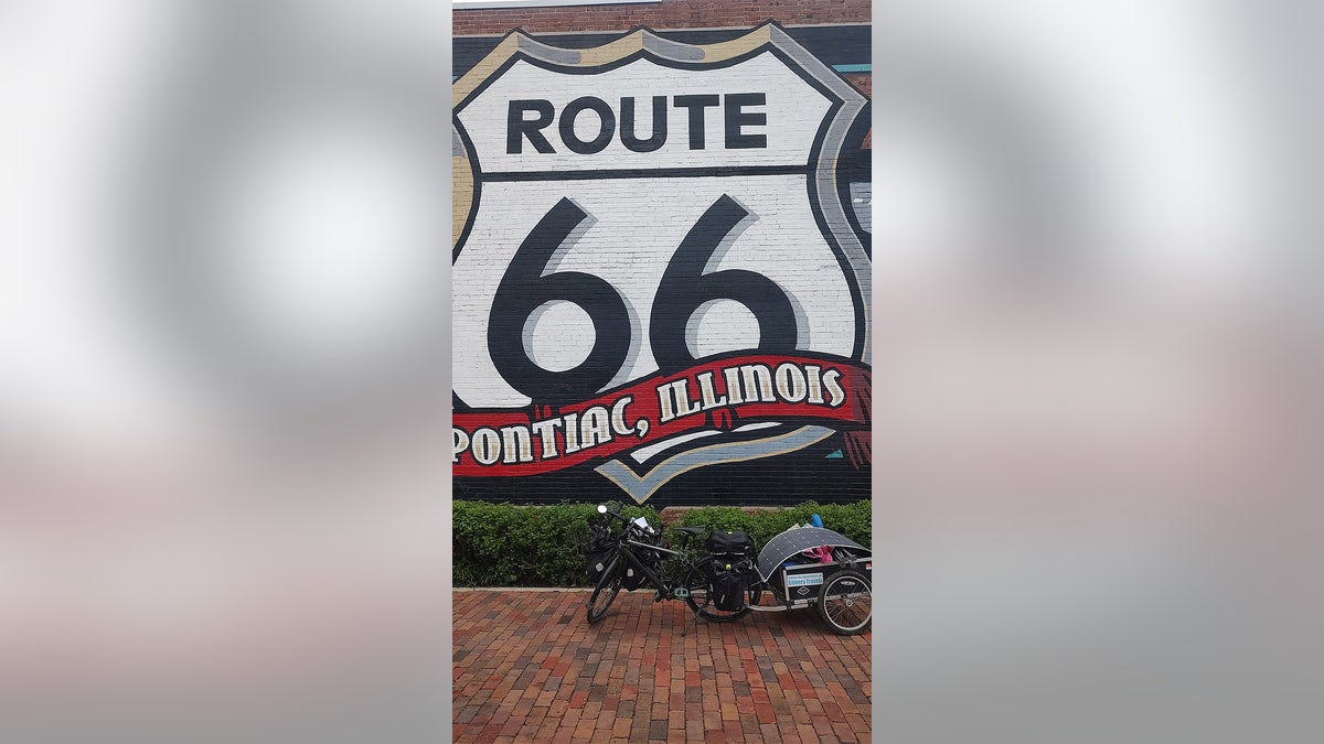 Bob Barnes' bicycle next to Route 66 mural