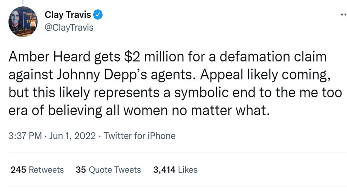 Clay Travis Depp-Heard trial Twitter