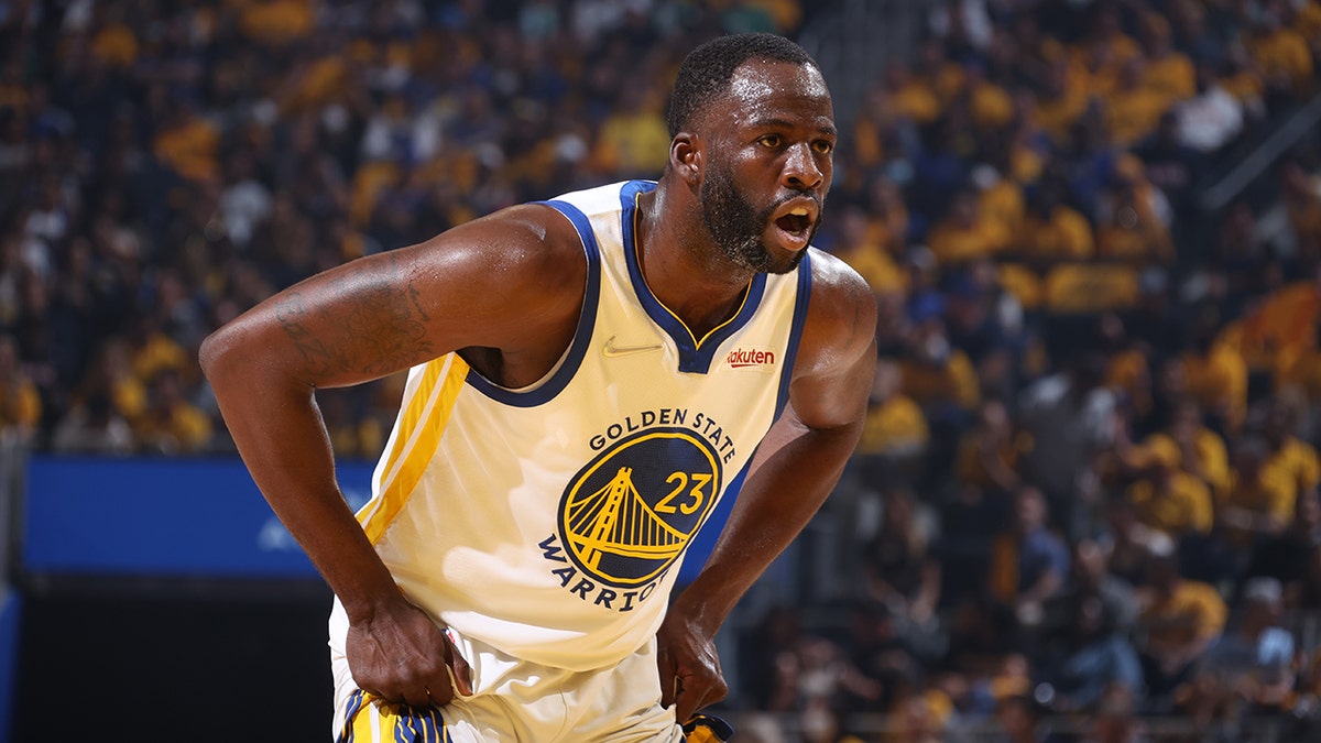 Draymond Green looks at the Celtics