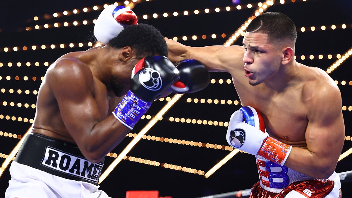 Edgar Berlanga throws a punch