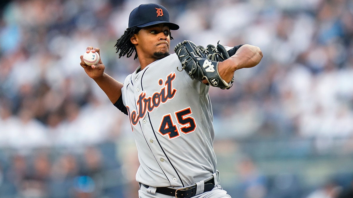 Tigers' Elvin Rodriguez throws a pitch