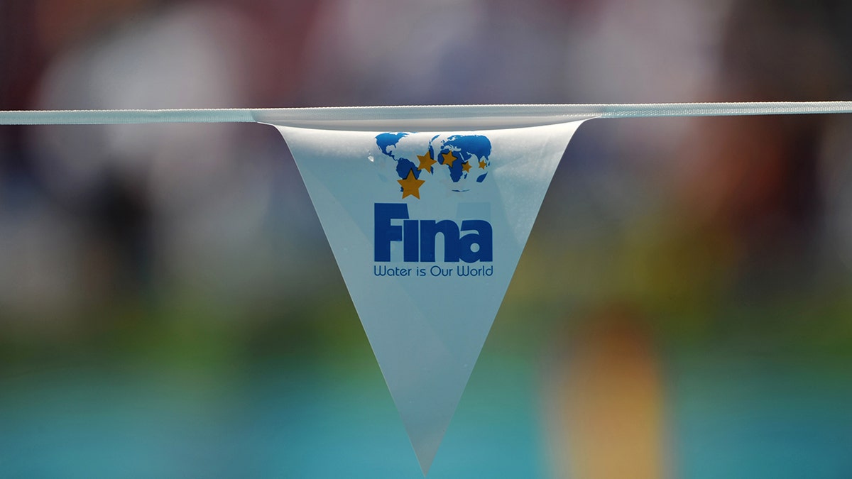 The FINA logo hangs