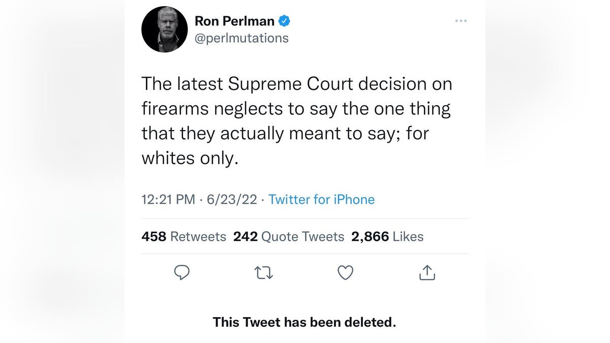 Ron Perlman deleted a tweet against SCOTUS ruling on Thursday