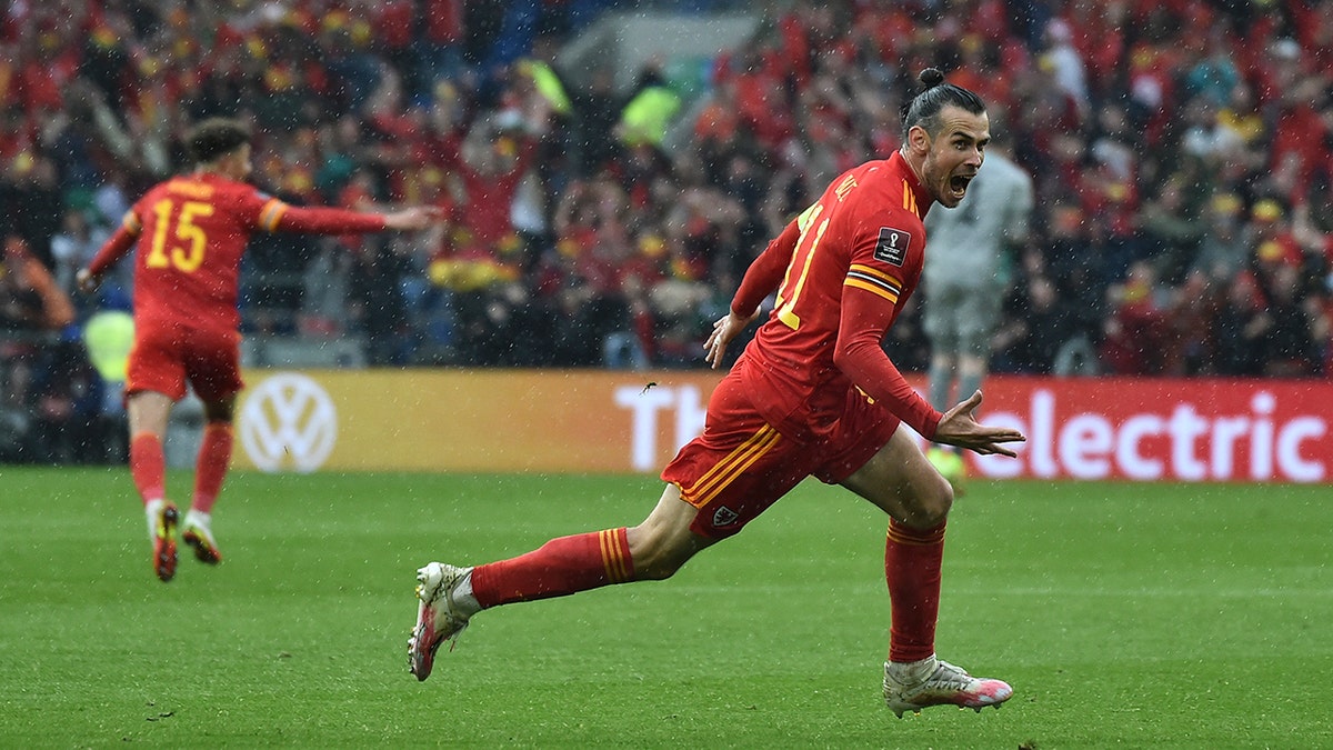 Gareth Bale celebrates goal vs Ukraine