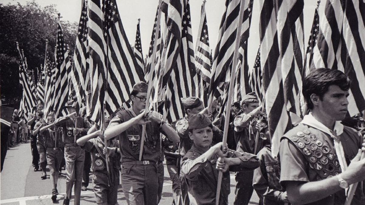 Boy scouts march on 4th of July
