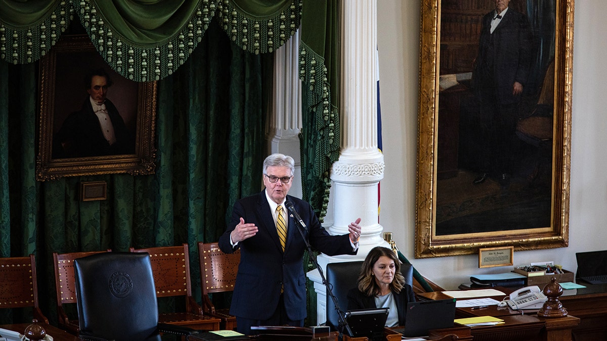 Patrick speaking at state Senate