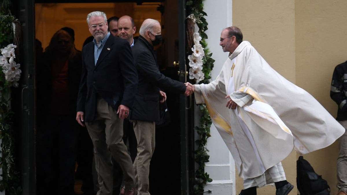 President Biden leaving Mass in Delaware