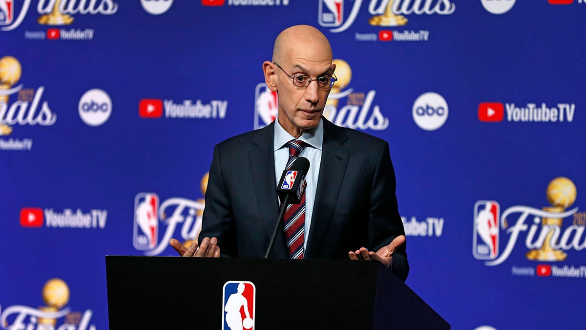 Adam Silver speaks to reporters